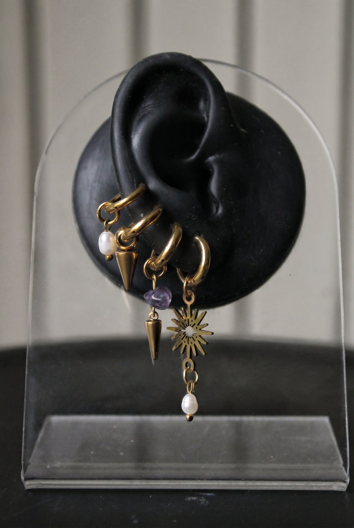 Ear stack complet « Sunny » doré ( 2 paires + 3 monos )