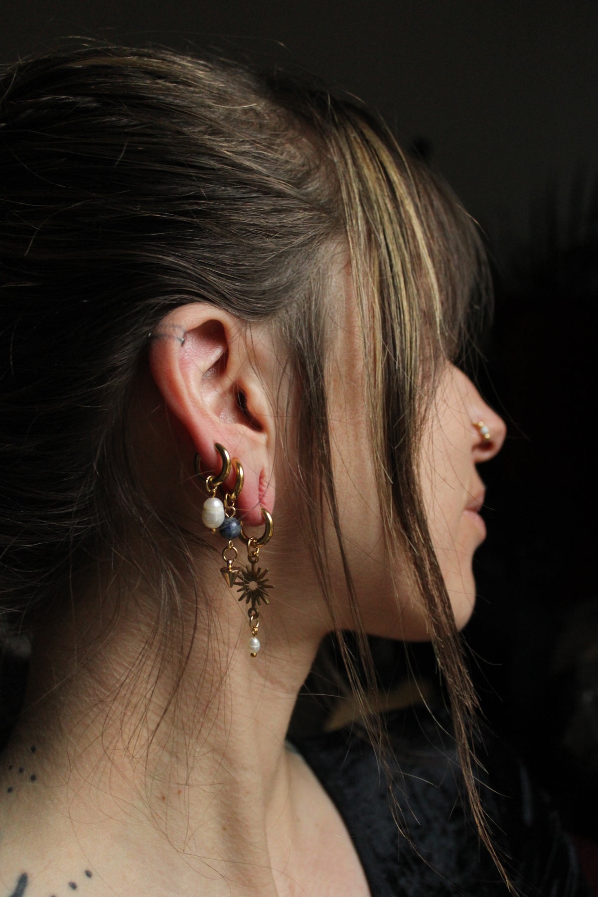 Ear stack complet « Sunny » doré ( 2 paires + 3 monos )