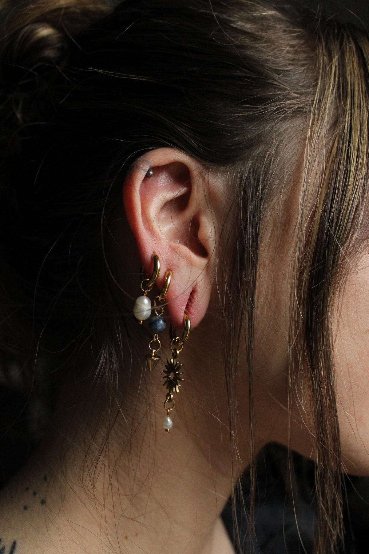 Ear stack complet « Sunny » doré ( 2 paires + 3 monos )