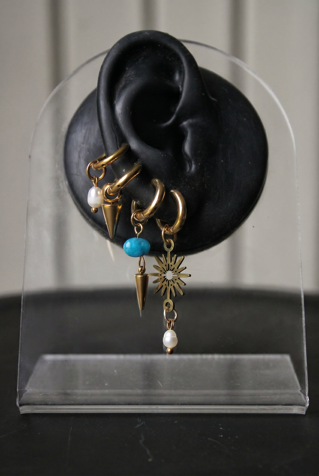 Ear stack complet « Sunny » doré ( 2 paires + 3 monos )